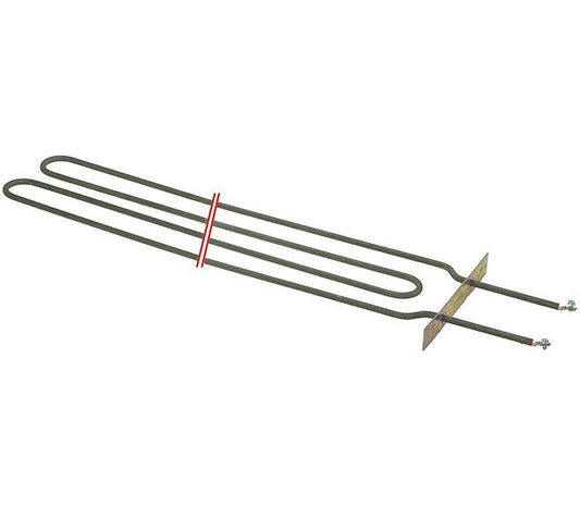 A replacement electric coil heating element with a red stripe indicating the high-voltage lead, shown on a plain white background.