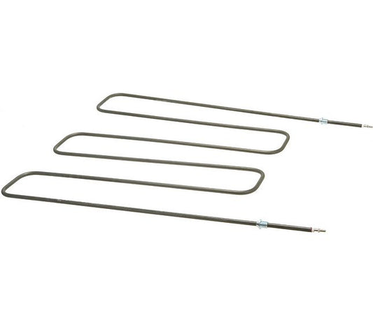 Three dark gray replacement coil heating elements arranged diagonally on a plain white background.
