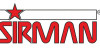 A close-up of a red star logo above the word 'SIRMAN' in white uppercase letters on a red background.