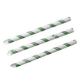 Vegware Bubble tea green stripe 12mm paper straw, 9in / 230mm