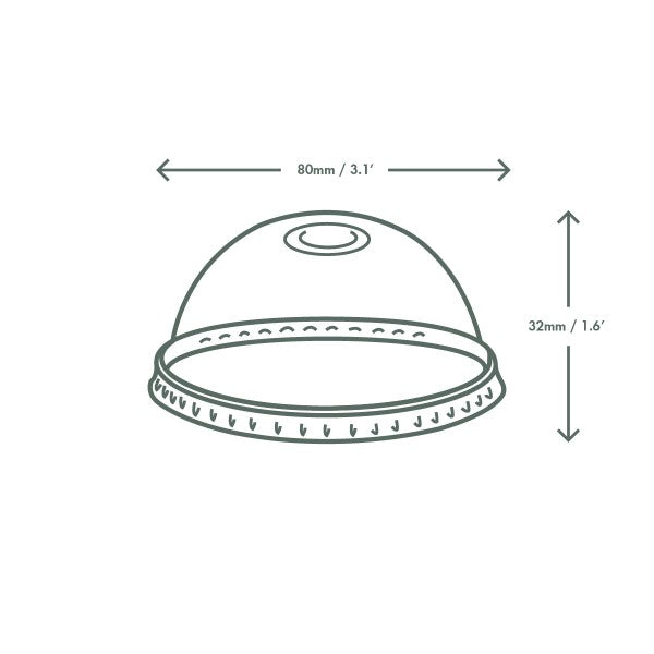 Vegware 76-Series PLA dome lid, straw slot
