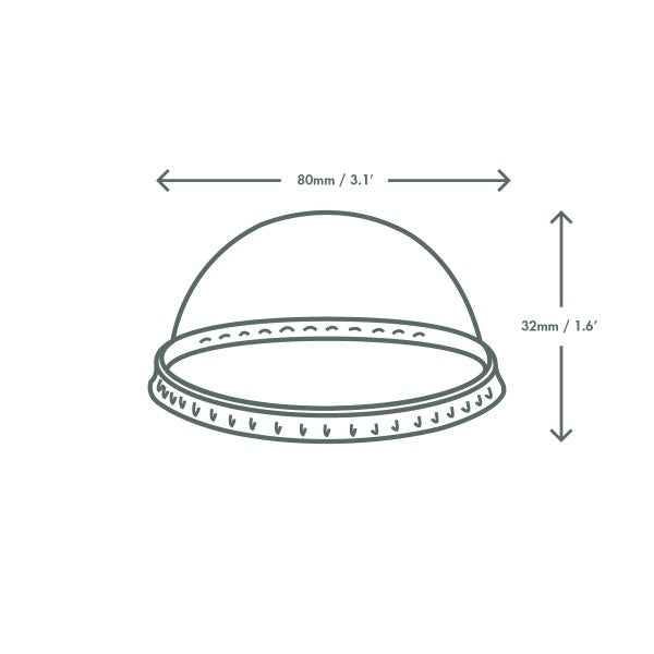 Vegware 76-Series PLA dome lid, no hole