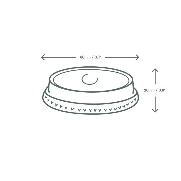 Vegware 76-Series PLA flat lid, straw slot