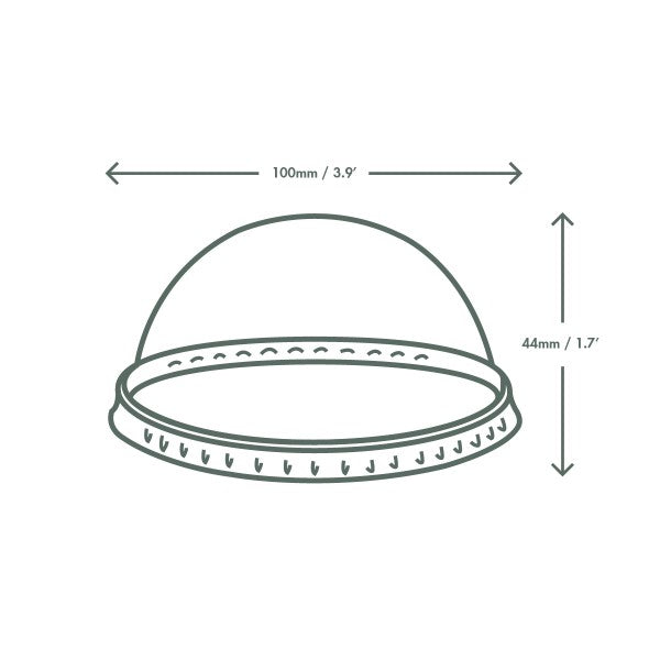 Vegware 96-Series PLA dome lid, no hole