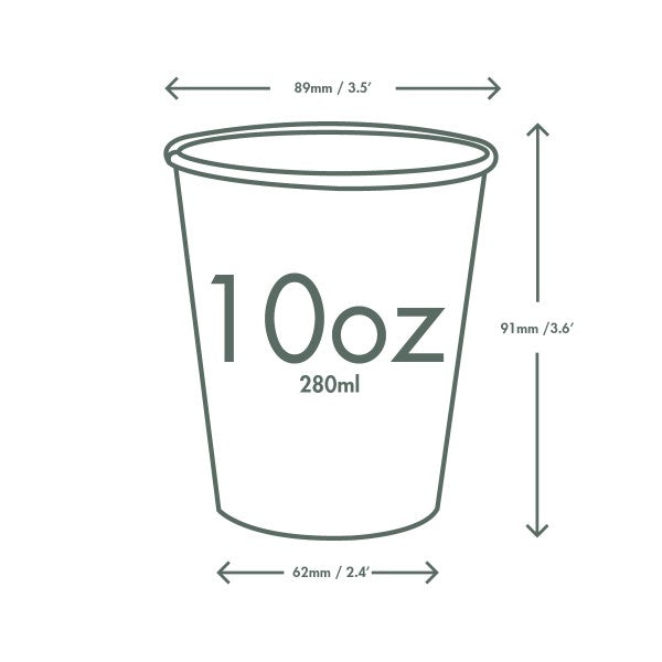 Vegware 10oz / 320ml brown kraft hot cup, 89-Series