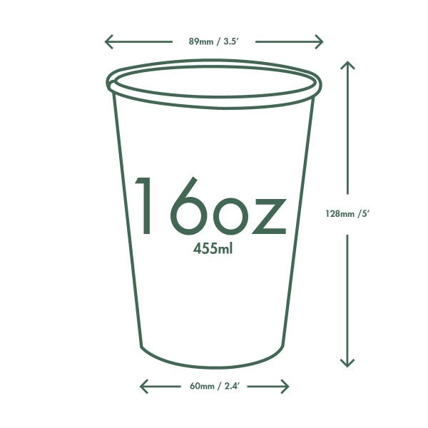 Vegware 16oz / 500ml brown kraft hot cup, 89-Series