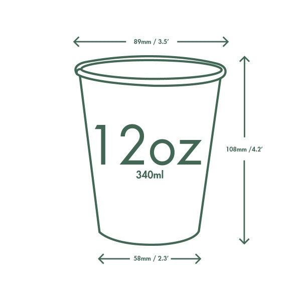 Vegware 12oz / 360ml white hot cup, 89-Series