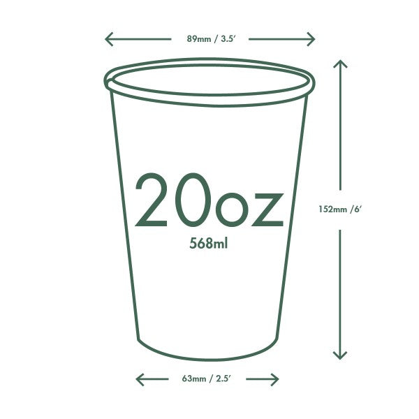 Vegware 20oz / 600ml white hot cup, 89-Series