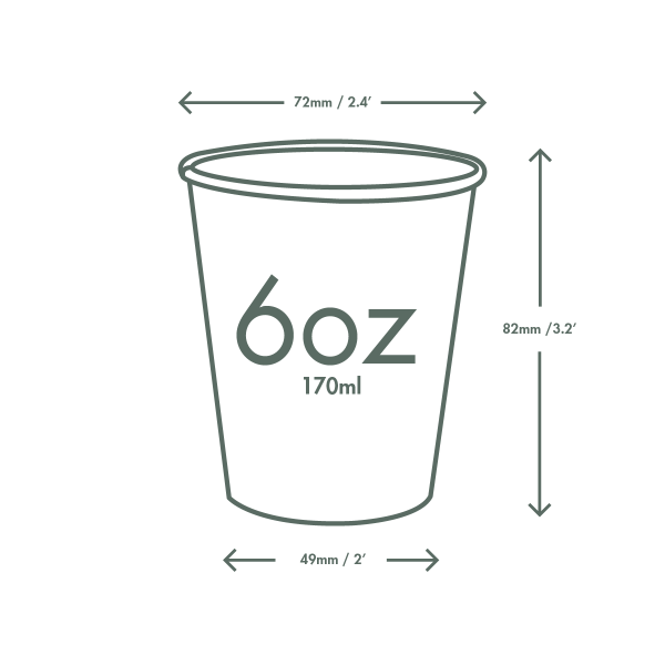 Vegware 6oz / 180ml white hot cup, 72-Series