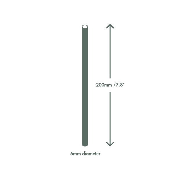 Vegware Highball black 6mm paper straw, 7.8in / 200mm