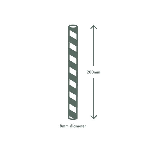 Vegware Jumbo green stripe 8mm paper straw, 7.8in / 200mm