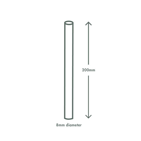 Vegware Jumbo white 8mm paper straw, wrapped, 7.8in / 200mm