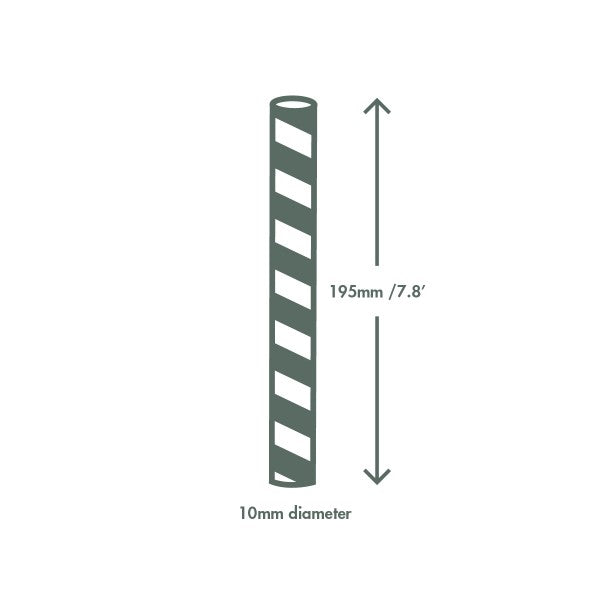 Vegware Jumbissimo green stripe 10mm paper straw, 7.8in / 200mm