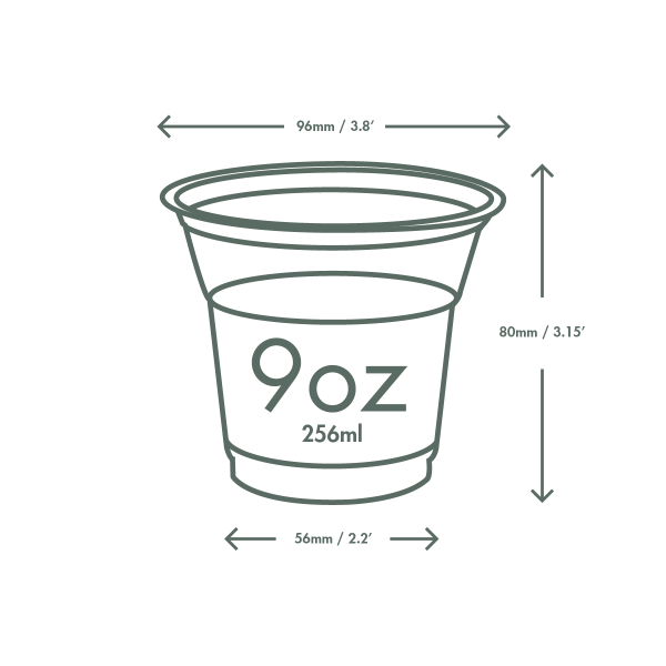 Vegware 9oz / 255ml PLA cold cup, 96-Series