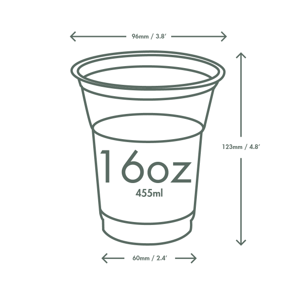 Vegware 16oz / 400ml PLA cold cup, 96-series