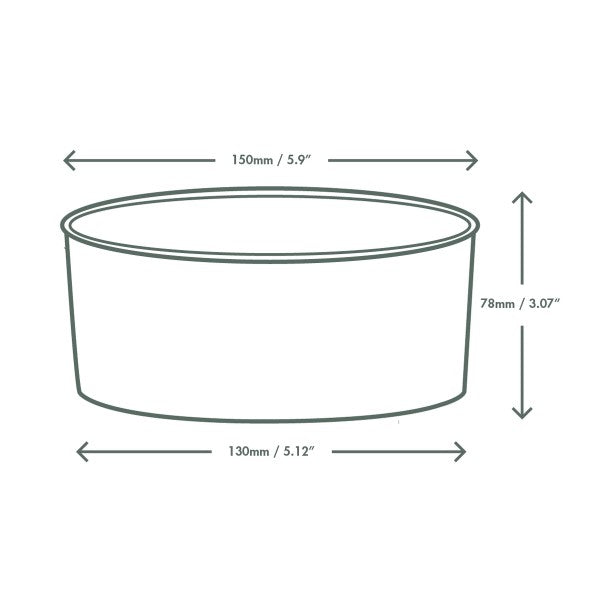 Vegware 34oz / 1000ml round kraft food container, 150-Series