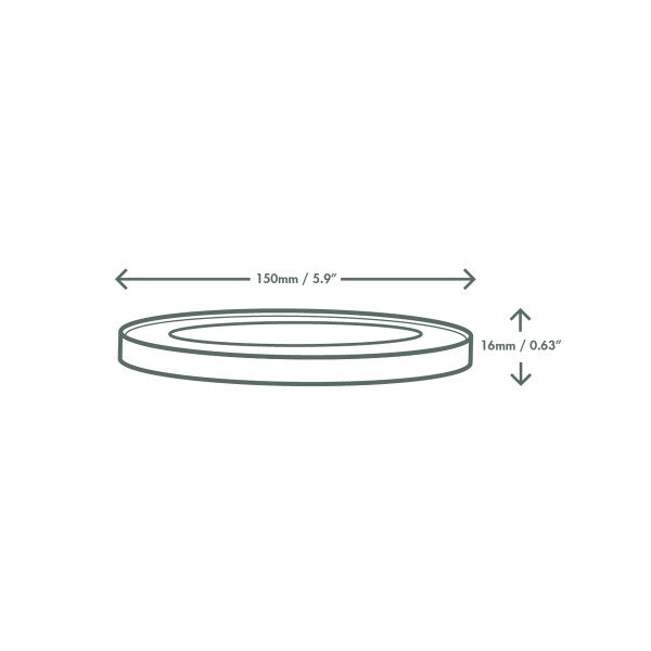 Vegware Round black paper lid, cellophane window, 150-Series