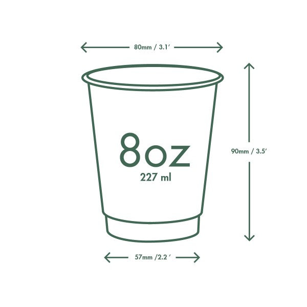 Vegware 8oz / 250ml white double wall hot cup, 79-Series