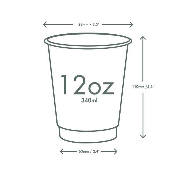 Vegware 12oz/ 360ml brown kraft double wall hot cup, 89-Series
