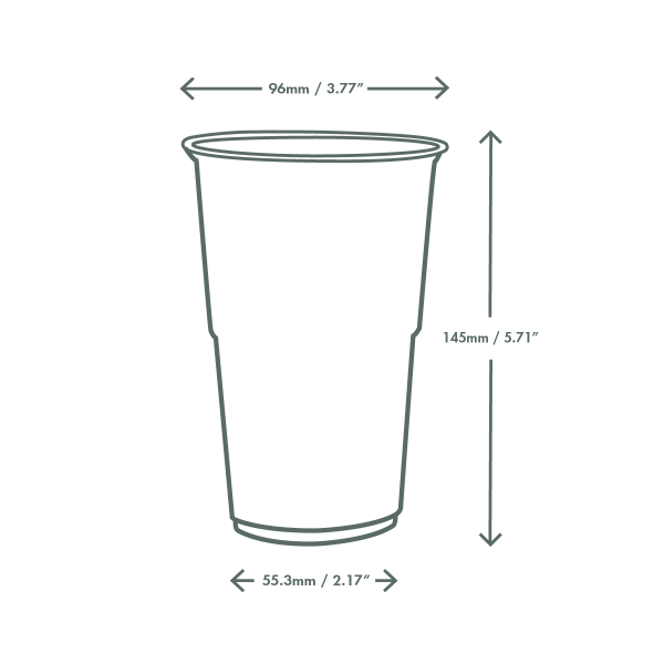 Vegware Pint to brim PLA cup, UKCA UKNI CE mark, 96-Series