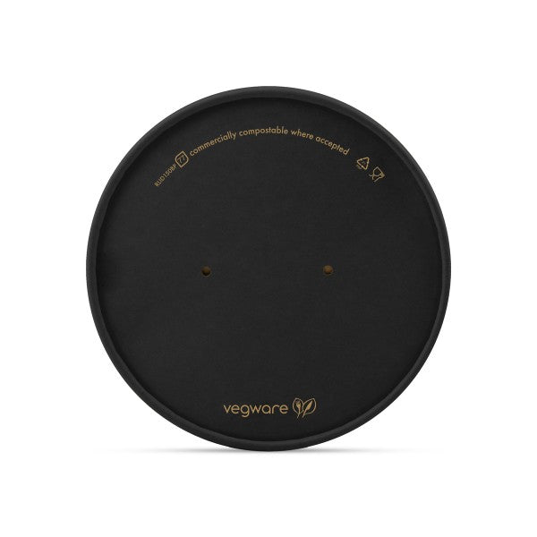 Vegware Round black paper lid, 150-Series