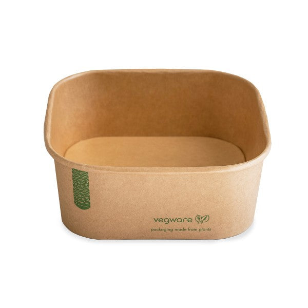 Vegware 40oz / 1200ml square kraft  food container