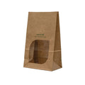 Vegware 6 x 3 x 9in kraft NatureFlex window bloomer bag