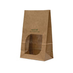 Vegware 6 x 3 x 9in kraft NatureFlex window bloomer bag