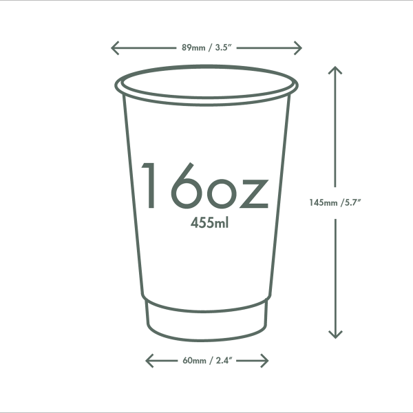 Vegware 16oz / 500ml brown kraft double wall hot cup, 89-Series