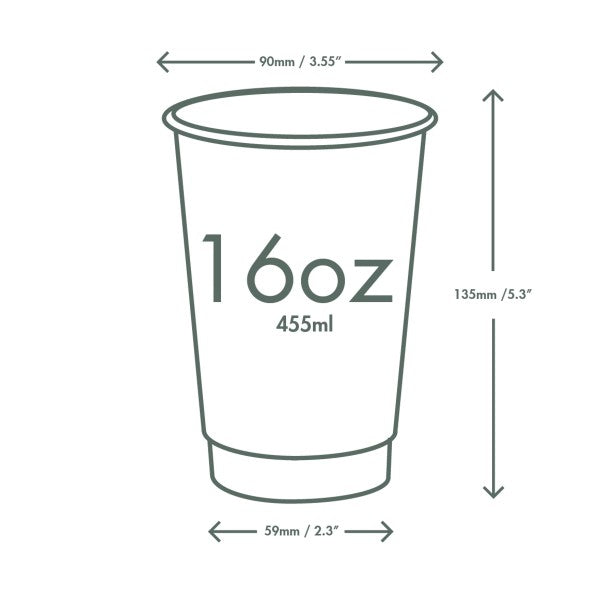 Vegware 16oz / 500ml black double wall  cup, 89-Series