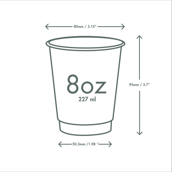 Vegware 8oz / 250ml Feel Snug double wall hot cup, 79-Series