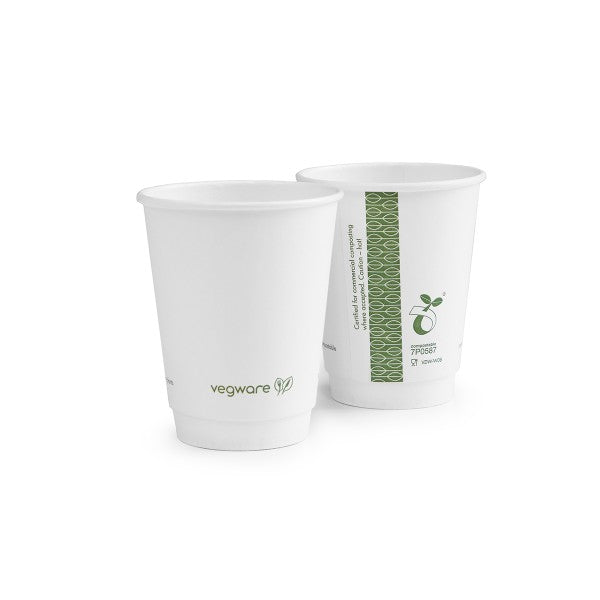 Vegware 8oz / 250ml white double wall hot cup, 79-Series
