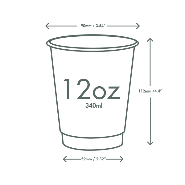 Vegware 12oz / 360ml white double wall hot cup, 89-Series