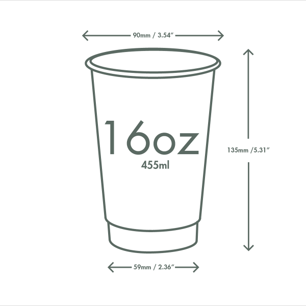 Vegware 16oz / 500ml white double wall hot cup, 89-Series