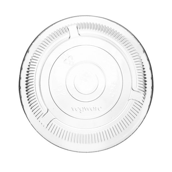 Vegware 96-Series PLA flat lid, straw slot