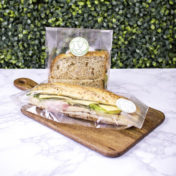 Vegware 100 x 50 x 350mm clear NatureFlex baguette bag