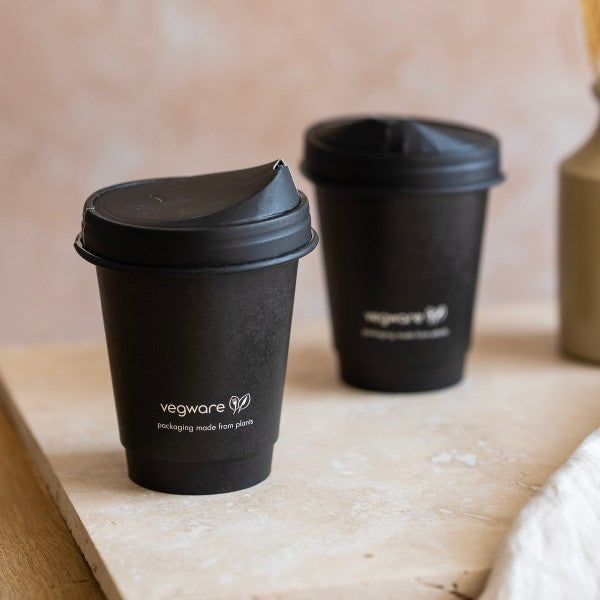Vegware 79-Series black paper sipping lid
