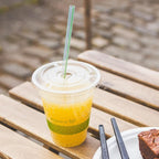 Vegware 96-Series PLA flat lid, straw slot