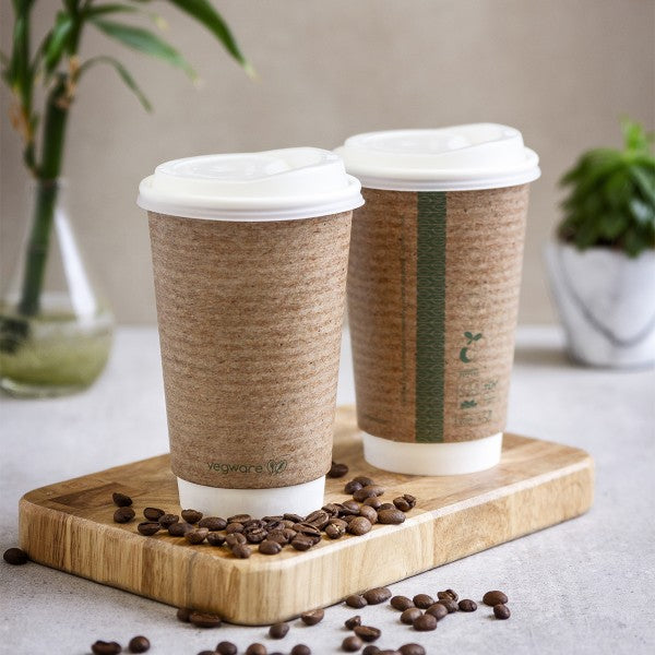 Vegware 16oz / 500ml brown kraft double wall hot cup, 89-Series