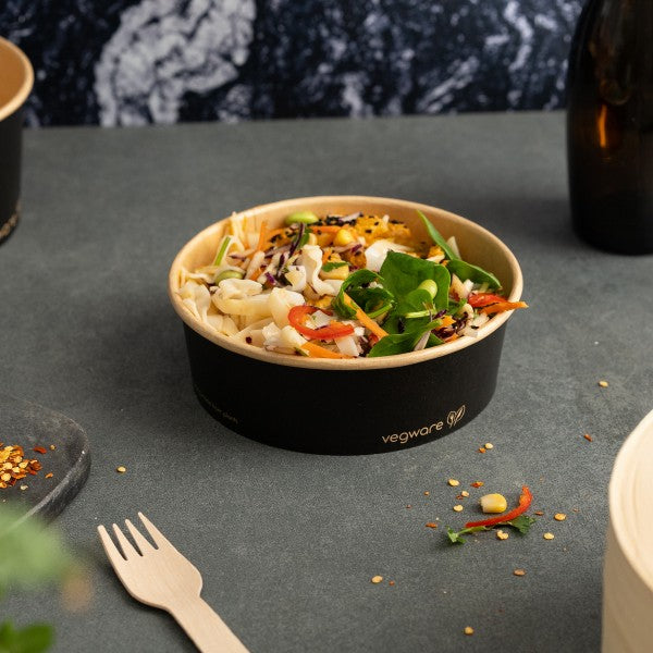 Vegware 16oz / 500ml round black food container, 150-Series