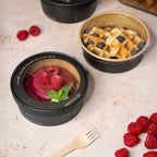 Vegware Round black paper lid, cellophane window, 150-Series