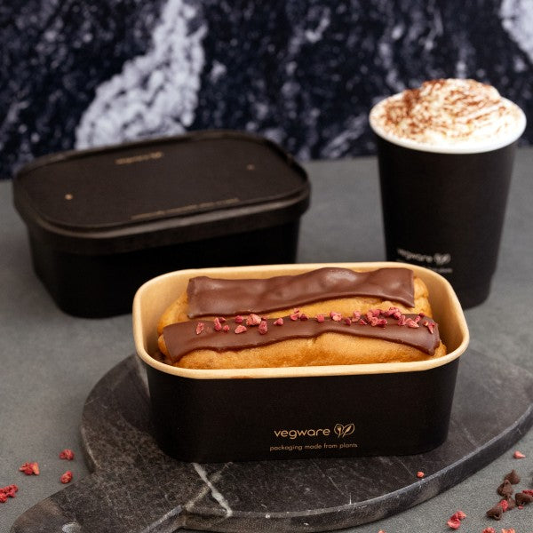 Vegware Rectangular black paper lid, 150-Series