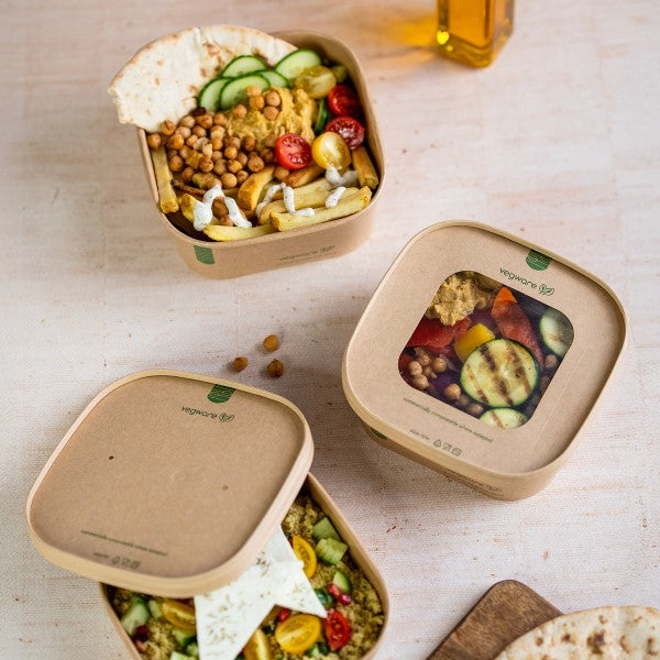 Vegware 40oz / 1200ml square kraft  food container