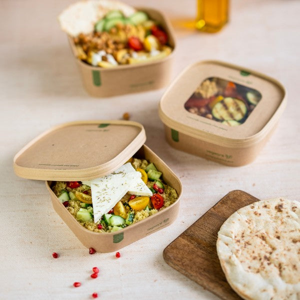 Vegware 25oz / 780ml square kraft  food container
