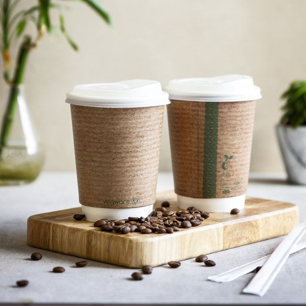 Vegware 12oz/ 360ml brown kraft double wall hot cup, 89-Series