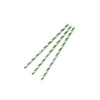 Vegware Standard green stripe 6mm paper straw, 7.8in / 200mm