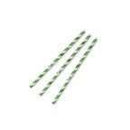 Vegware Jumbo green stripe 8mm paper straw, 7.8in / 200mm