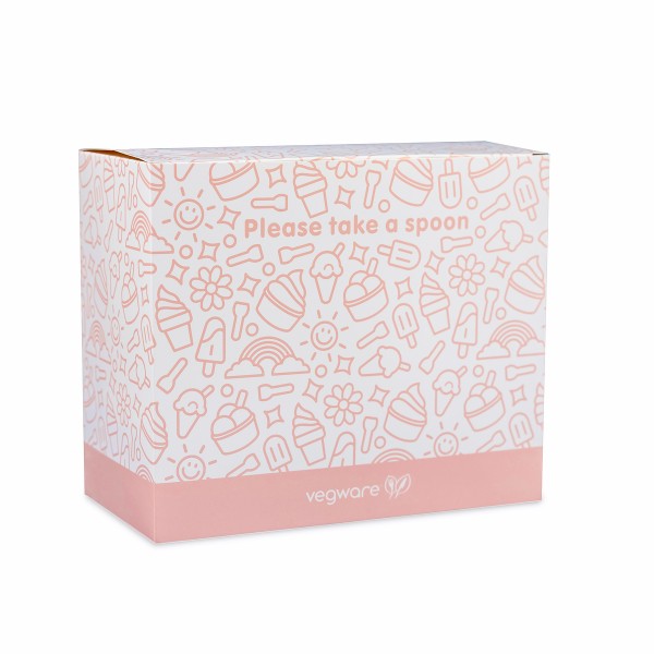 Vegware 3.5in / 90mm tutti frutti paper ice cream spoon, wrapped