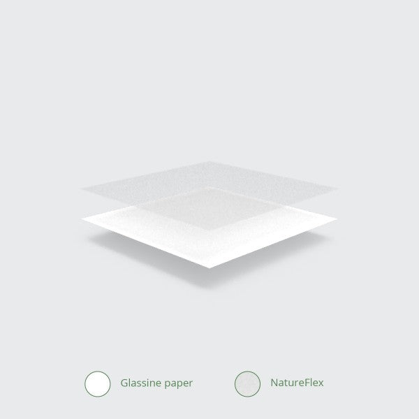 Vegware 100 x 50 x 250mm glassine bag with NatureFlex window