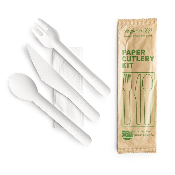 Vegware Compostable paper cutlery kit
